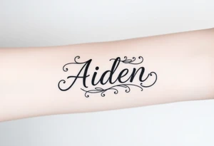 The name Aiden with love theme around it tattoo idea