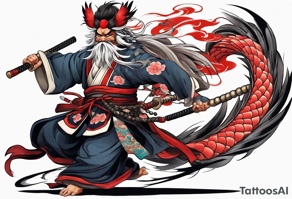 tengu fighting a kyubi tattoo idea