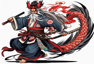 tengu fighting a kyubi tattoo idea