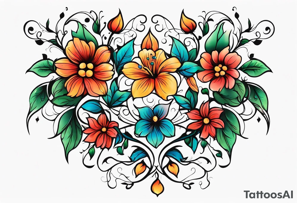 music song vine flowers tattoo idea