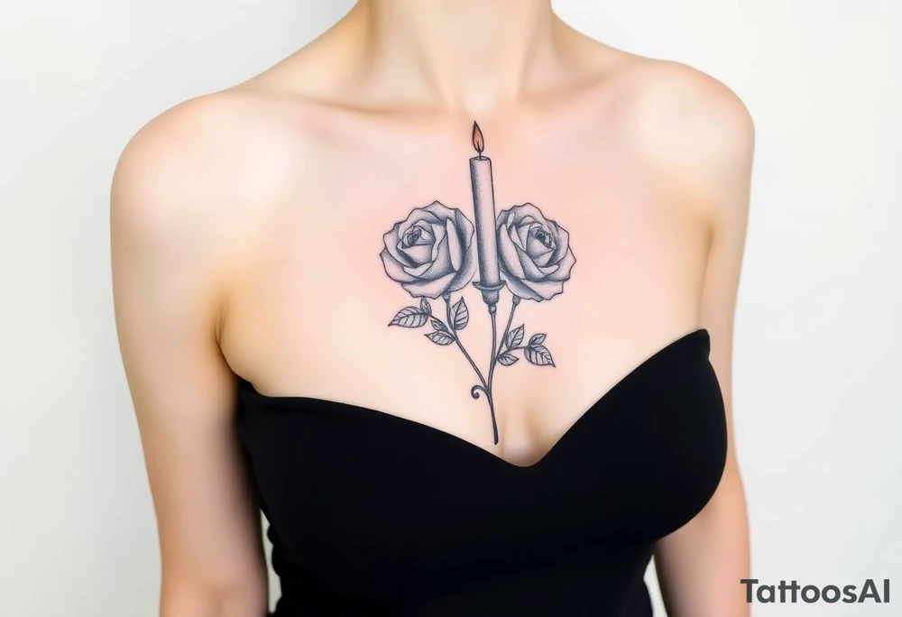 Blue, 2 roses, 2 candles, water tattoo idea