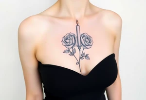 Blue, 2 roses, 2 candles, water tattoo idea