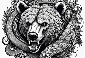 Bear fighting snake tattoo idea