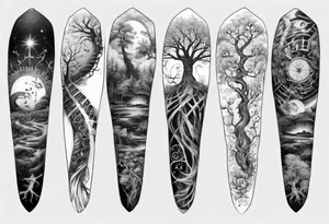 full arm sleeve tattoo... DNA science guitar piano, music. tree of life tattoo idea