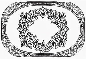 orante oval border tattoo idea