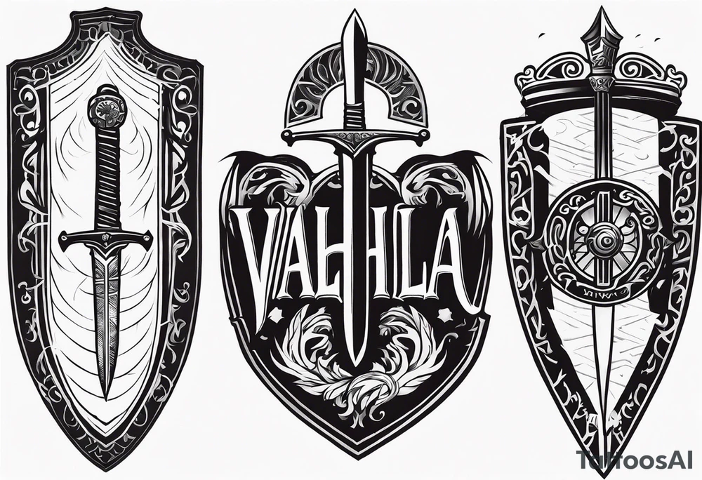 Valhalla sword ship shield tattoo idea