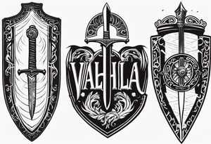 Valhalla sword ship shield tattoo idea