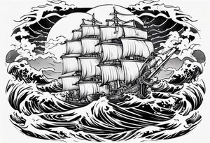 ocean waves ship zeus forearm tattoo tattoo idea