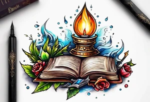 Dagger and books fantasy tattoo idea