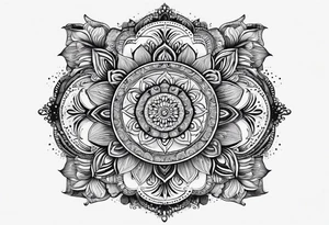 Mandala inspired Ripples in the water caused by a half moon that is dripping water Drops tattoo idea