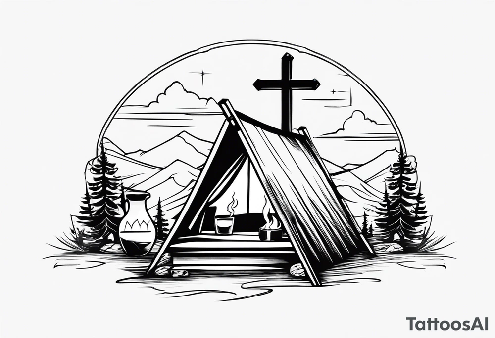 cross, campfire, golf , whiskey glass, cabin tattoo idea cross, campfire, golf , whiskey glass, cabin tattoo idea