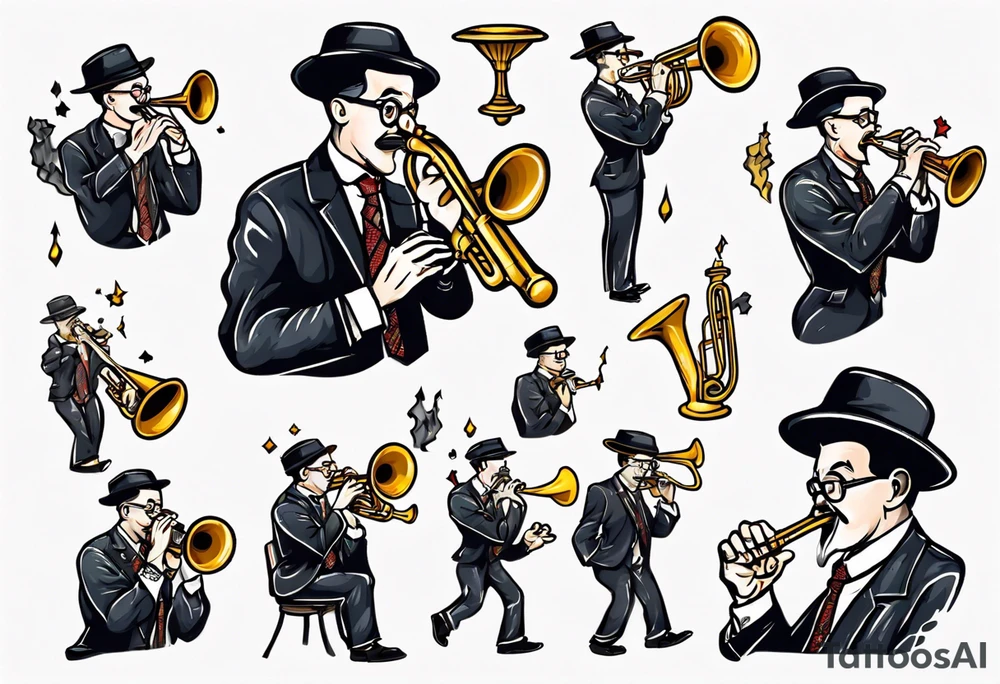 accountant playing trumpet tattoo idea