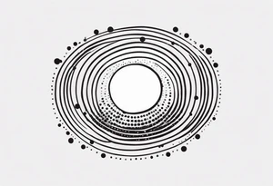 simple sunshine made of black dots with circles. rays coming out tattoo idea