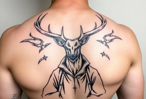 deer wearing wizards clothes tattoo idea