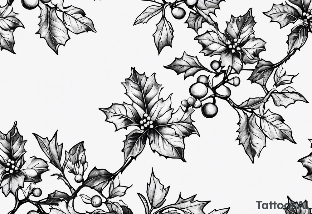 holly flower stem no flower tattoo idea