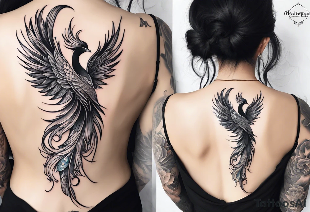 graceful asian style phoenix with extra long tail feathers and a long neck and large feathers
arm tattoo tattoo idea