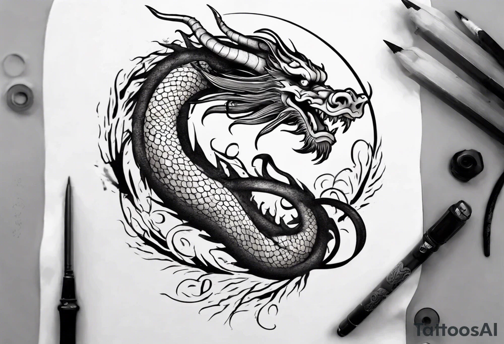 Number 24 with a Chinese dragon around it tattoo idea