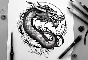 Number 24 with a Chinese dragon around it tattoo idea