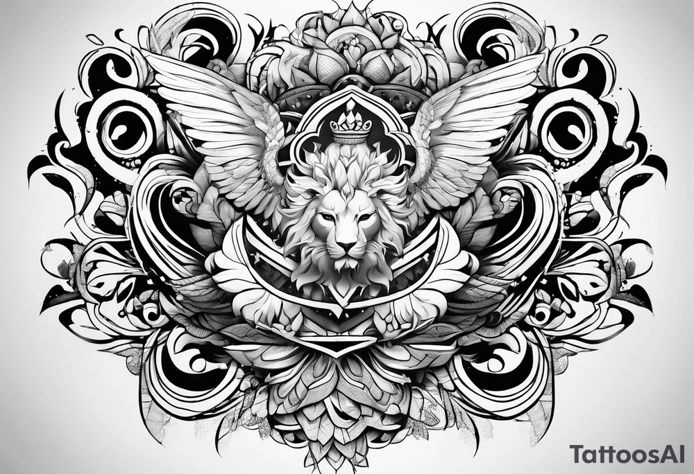 lines back and arm combination tattoo idea