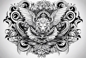 lines back and arm combination tattoo idea