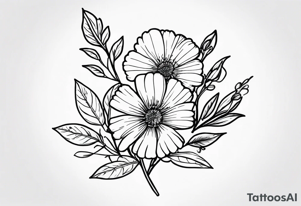 September birth flower with roman numerals IX-VI-LVII tattoo idea