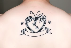 Cute Heart with shamrocks and a banner tattoo idea