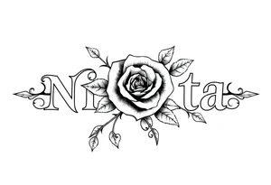 the name NIKITA WITH A ROSE AND SOME HEARTS tattoo idea