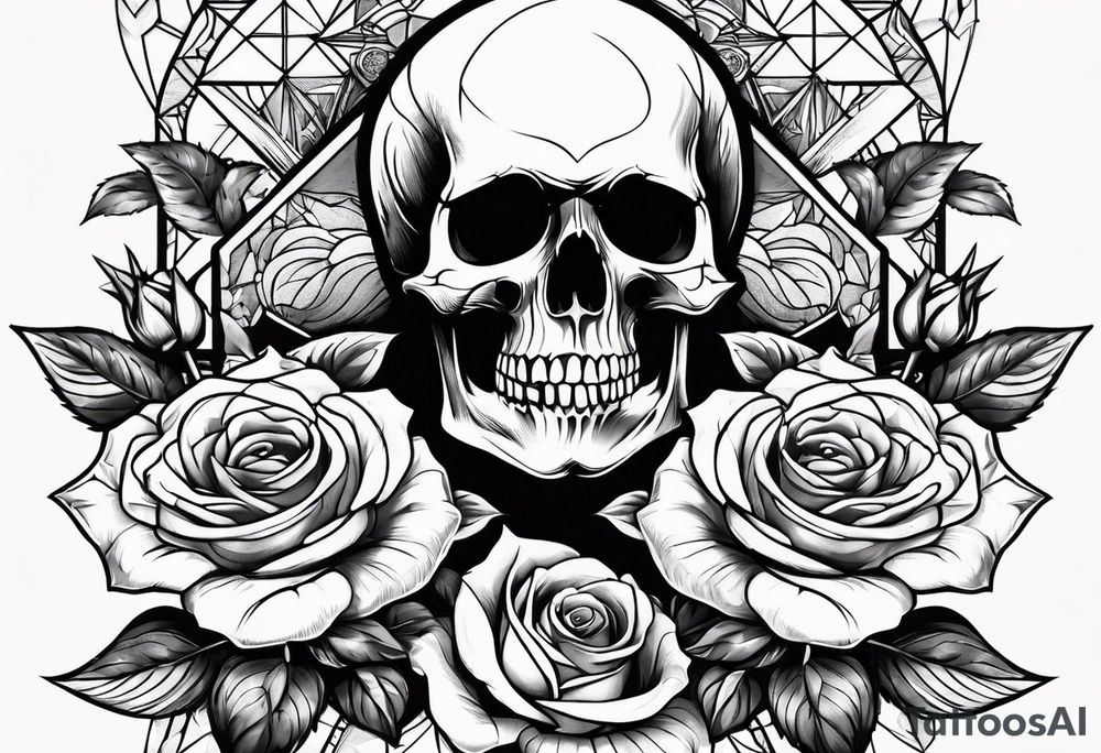 skull and roses tattoo idea