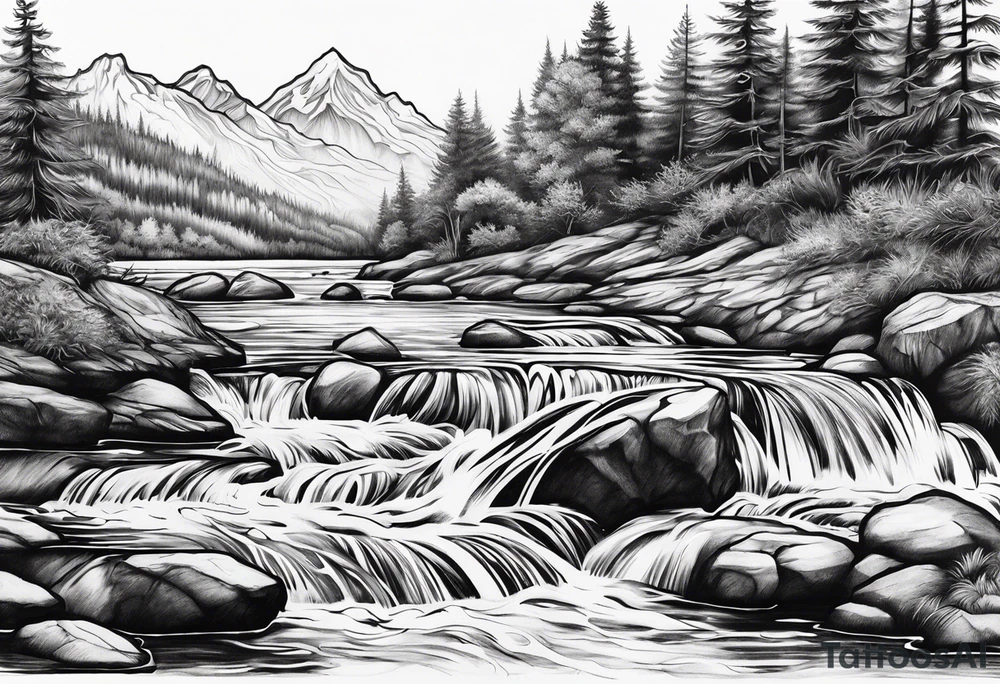 flowing water decorative tattoo idea