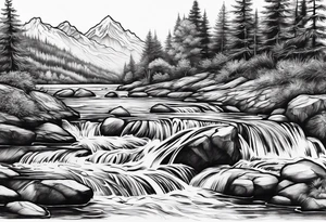 flowing water decorative tattoo idea