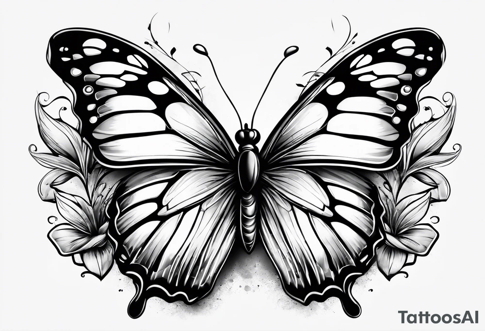 Butterflys and a knife tattoo idea