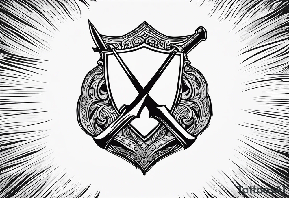 Valhalla shield  sword axe tattoo idea