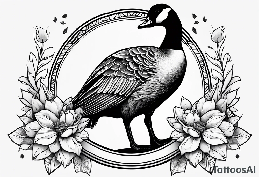 angry canadian goose with flowers at the bottom tattoo idea angry canadian goose with flowers at the bottom tattoo idea