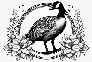 angry canadian goose with flowers at the bottom tattoo idea
