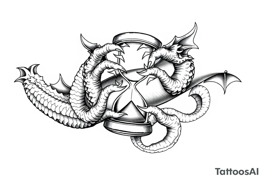 Dragons claws gripping Hourglass tattoo idea