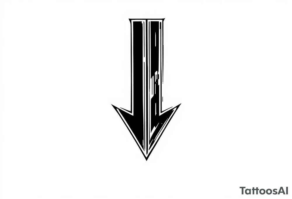 thick  arrow that show down tattoo idea