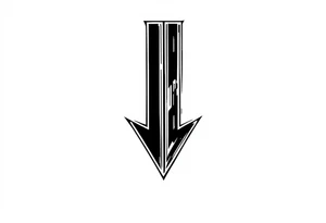 thick  arrow that show down tattoo idea