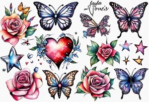 Layla Jones 
4ever and always
Hearts
Stars
Butterflies 
2004
2022 tattoo idea