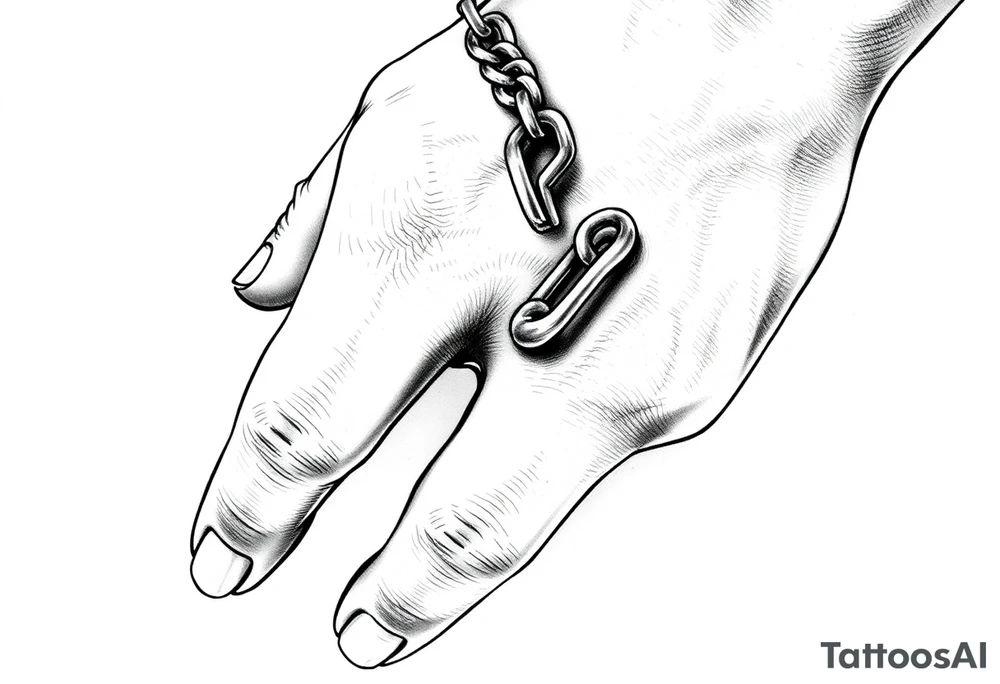 Chains wrapped around wrist going up to thumb and index finger tattoo idea