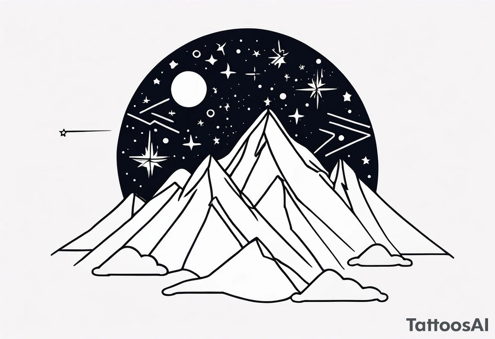 Constellation over mountains with stars tattoo idea