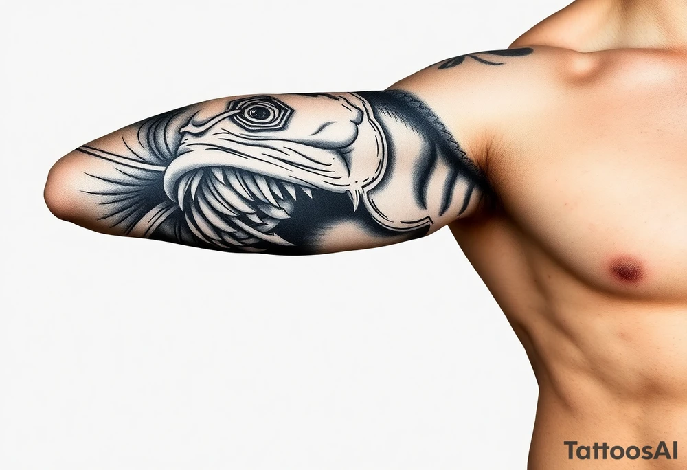 Fish mouth around tattoo idea