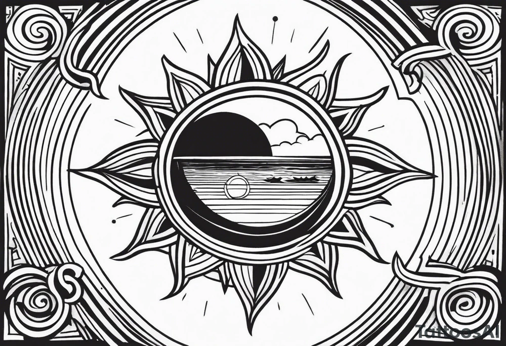 Sun with water at the bottom tattoo idea