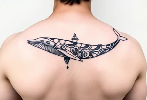 tribal whales with Rangiroa on the back tattoo idea