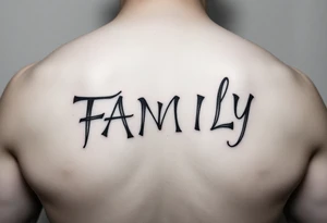 write in norsk writing the word "FAMILY" tattoo idea