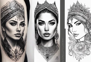 I want a Vertical Tattoo on the Outside of my left forearm. The picture I want is Kosovska Devojka tattoo idea