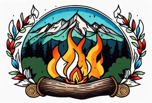 American traditional tattoo of camp fire tattoo idea