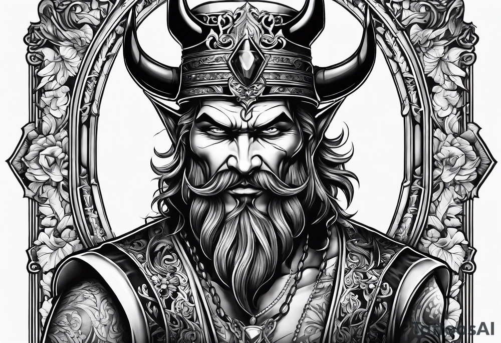 Devil with whiskey botttle tattoo idea