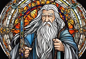 Gandalf in stained glass fighting tattoo idea