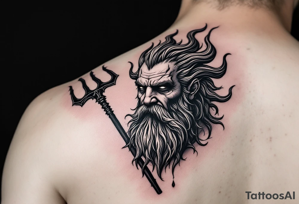 poseidon with trident tattoo idea