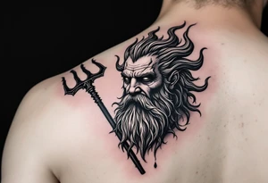 poseidon with trident tattoo idea